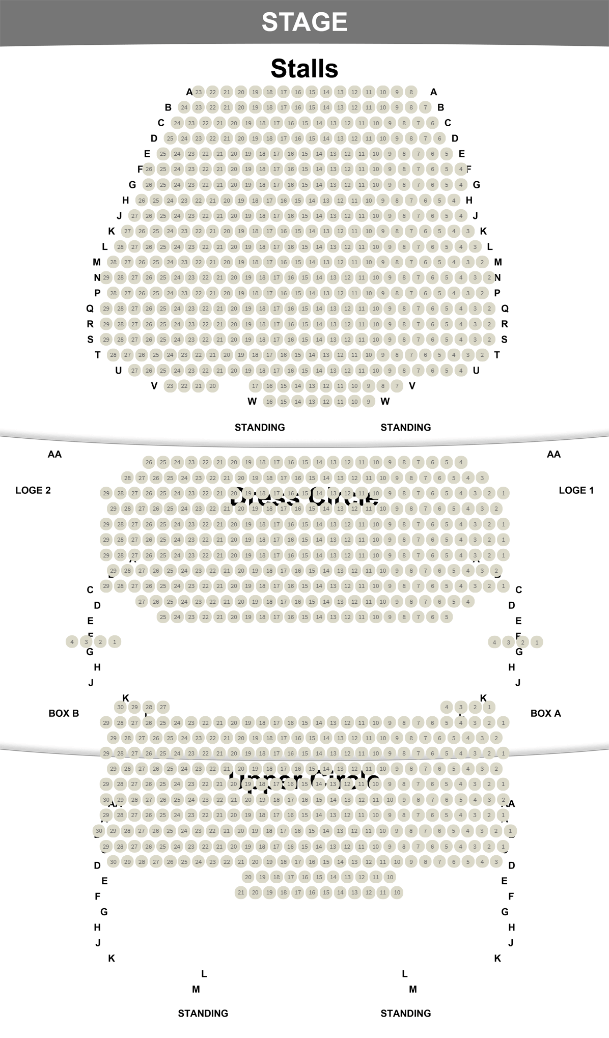 Plan de salle du Queen's Theatre